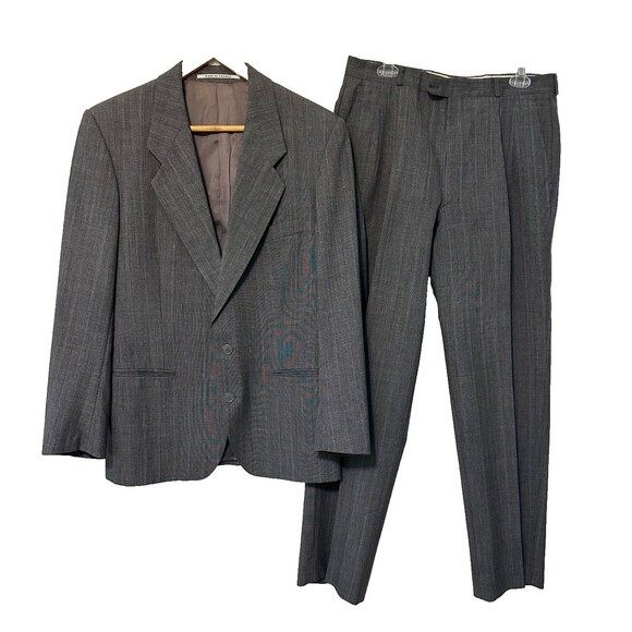 Vtgs 80s Yves Saint Laurent Mens Suit 46R Charcoal Gray Made in France - Picture 1 of 16